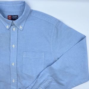 EUC Chaps Ralph Lauren Long Sleeved Boys Button Down Dress Shirt Blue Cotton 18